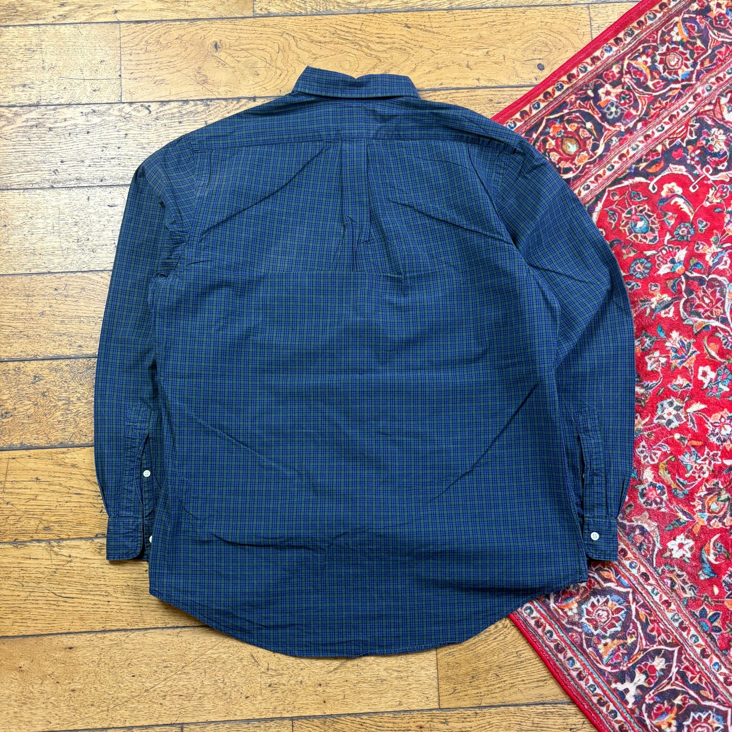 Vintage Ralph Lauren Navy Check Embroidered Shirt - L