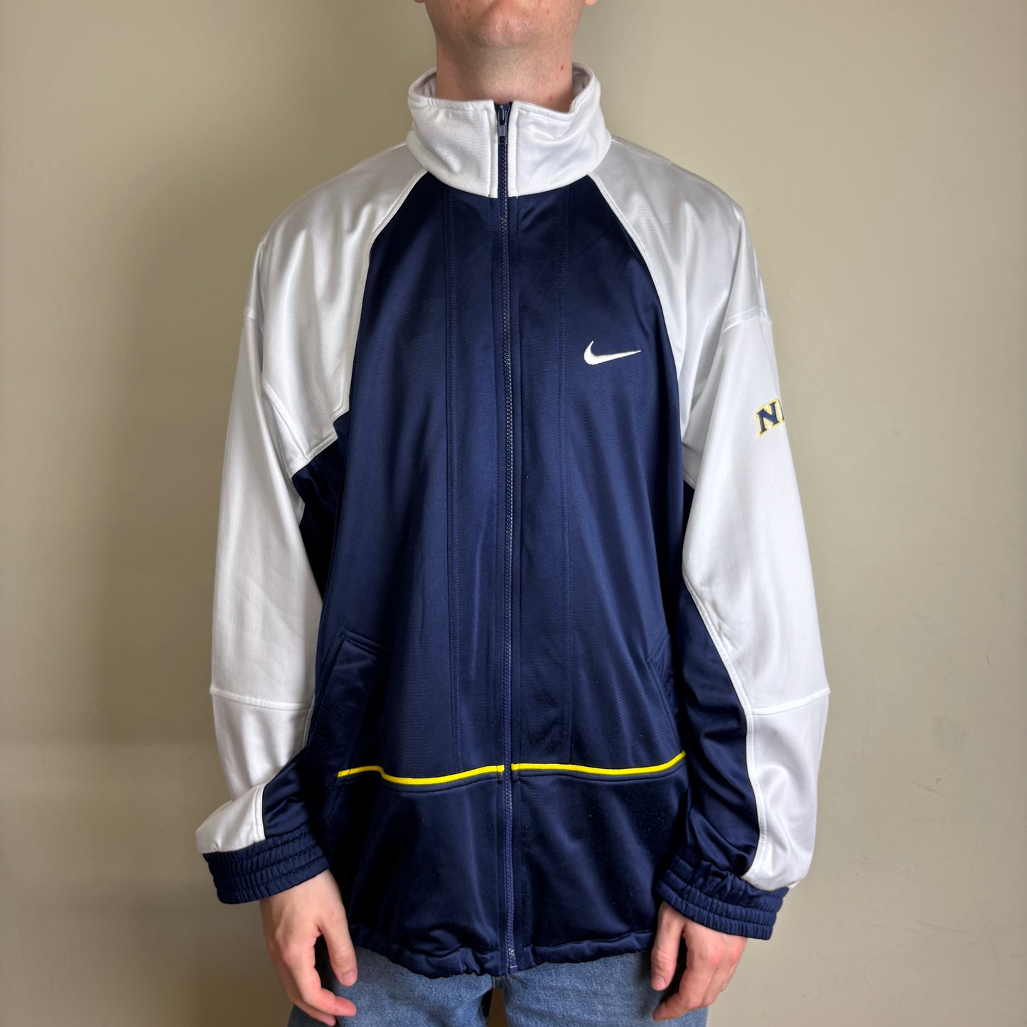 Vintage Nike Basketball 90s Navy White Tracksuit Track Jacket - XL
