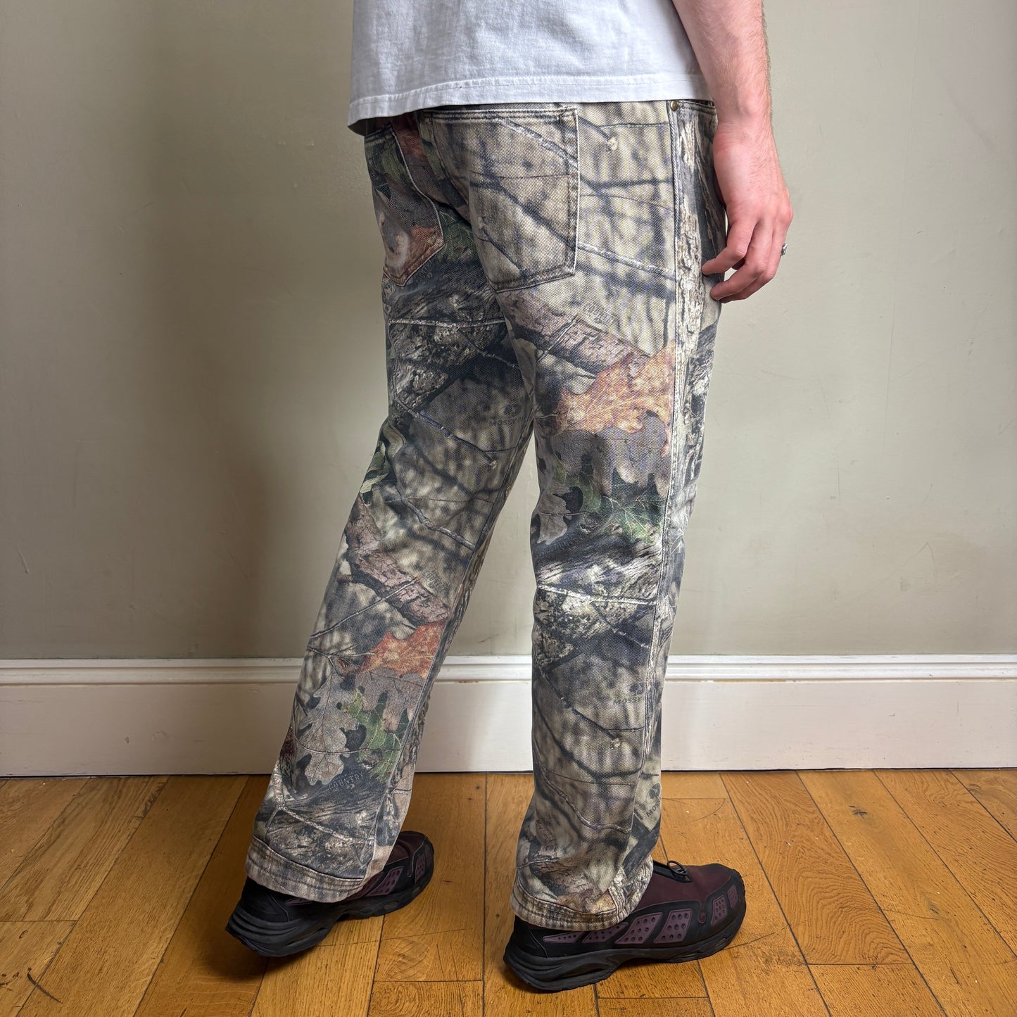 Vintage Real Tree Camo Green Hunting Fleece Lined Workwear Trousers - 34S