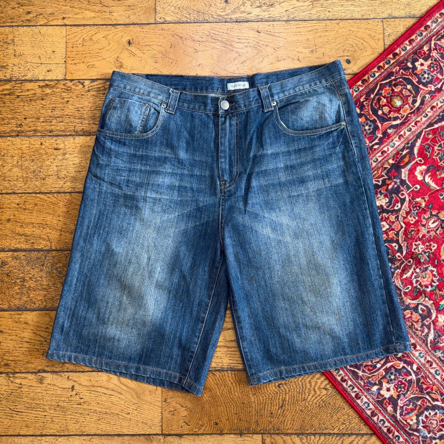 Vintage Blue Ridge Embroidered Hip Hop Blue Baggy Shorts Jorts - 42