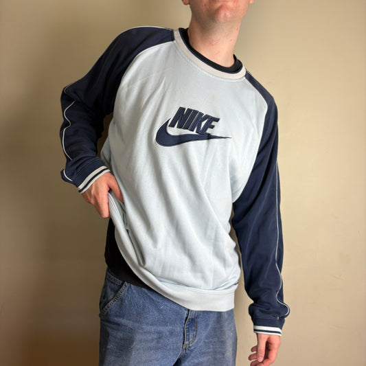 Vintage Nike Y2K Blue Embroidered Sweatshirt - 2XL