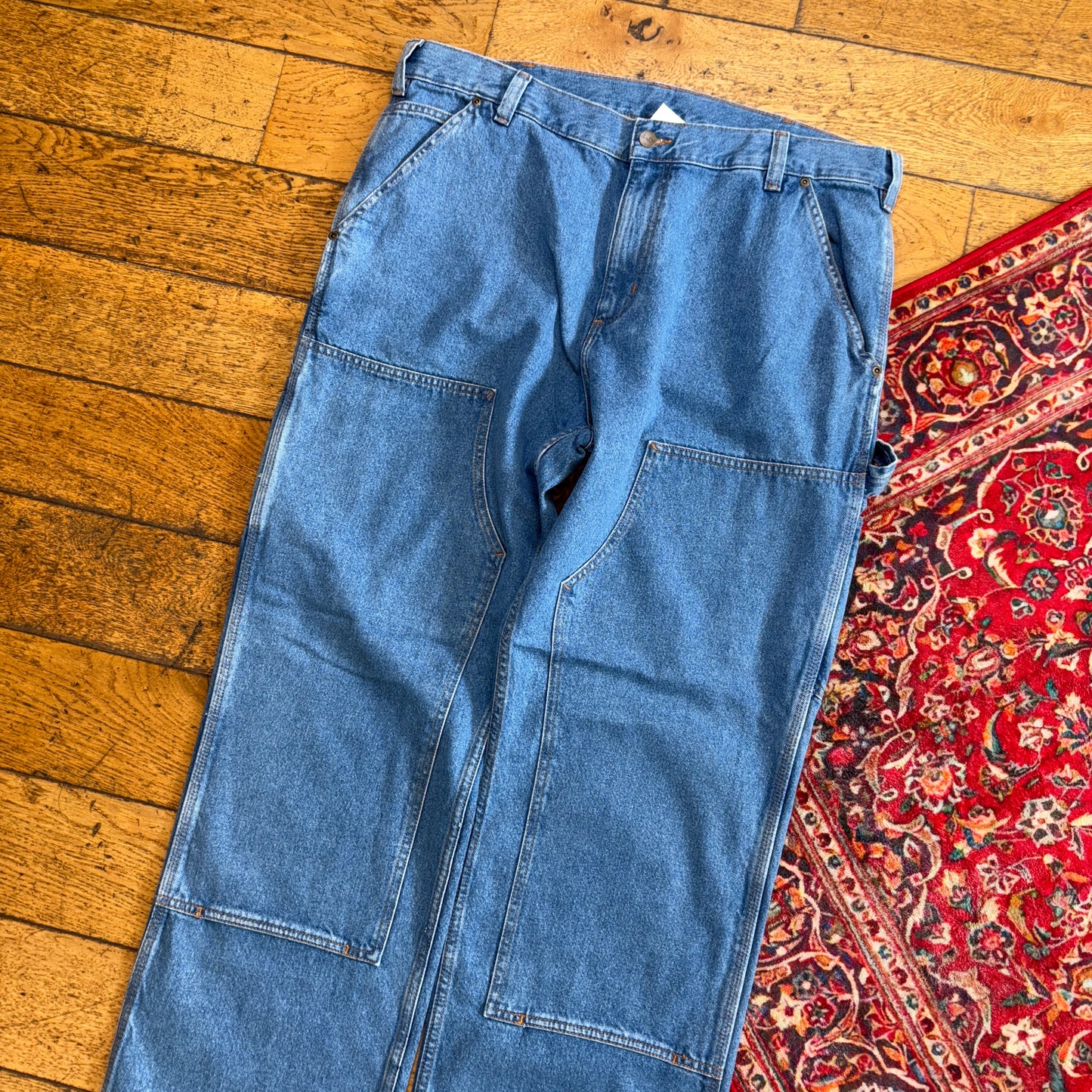 New Carhartt Double Knee Carpenter Baggy Blue Jeans - 38R