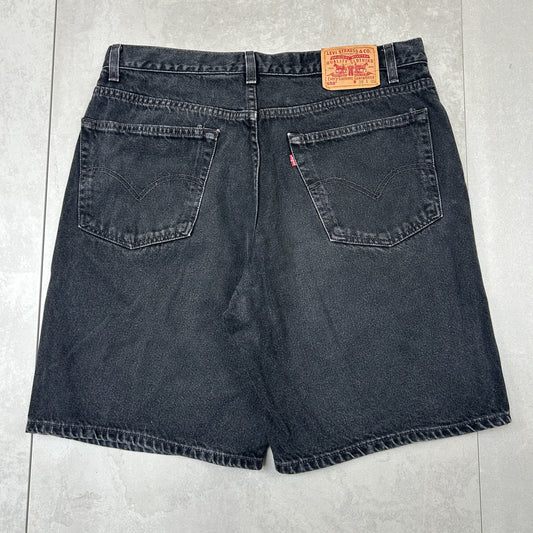 Vintage Levis 550 Baggy Denim Black Shorts - 36