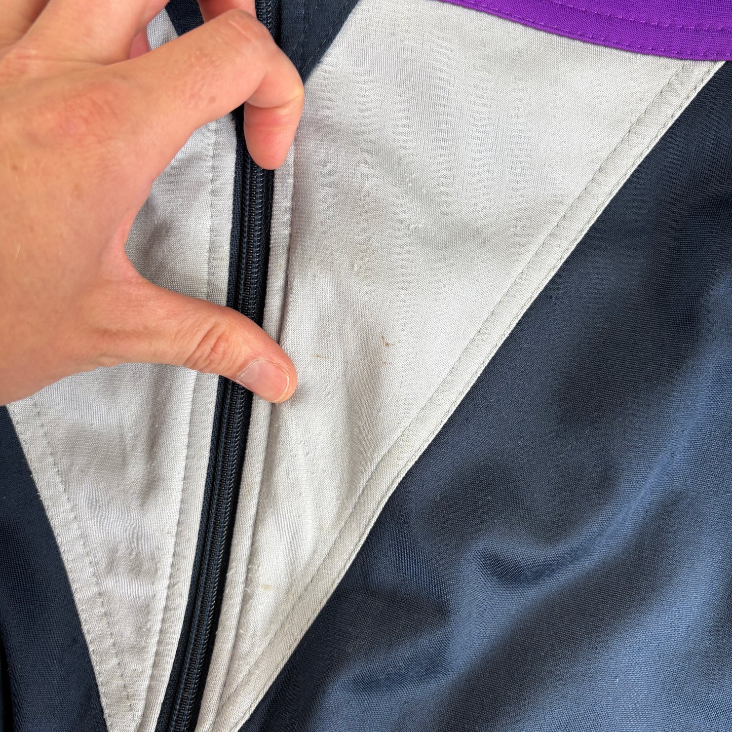 Vintage Lotto Navy Purple Tracksuit Track Shell Windbreaker Jacket - L