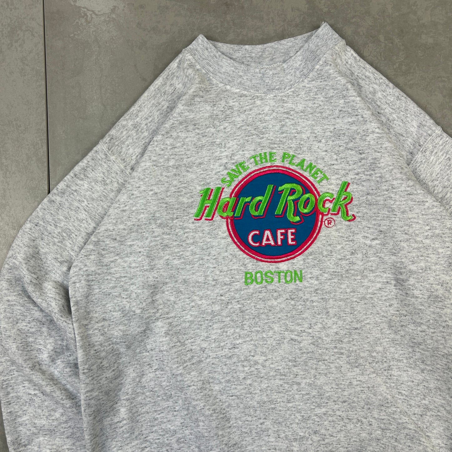 Vintage 90s Hard Rock Cafe Grey Embroidered Sweatshirt - L