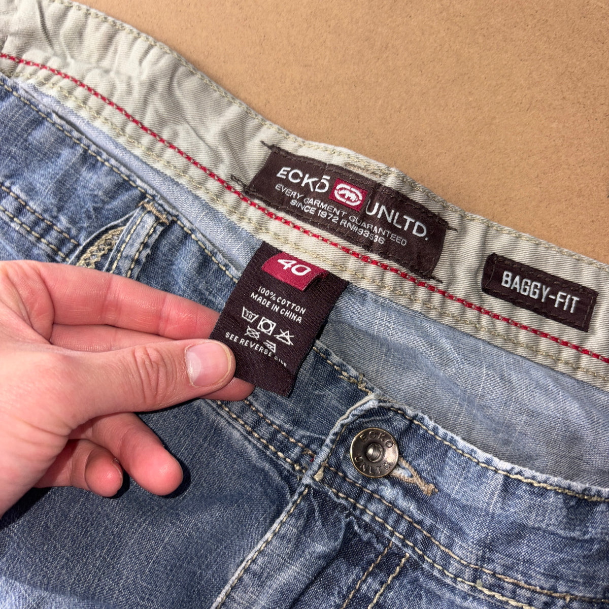 Ecko Unltd Blue Embroidered Japanese Denim Hip Hop Y2K Baggy Jeans - 40S