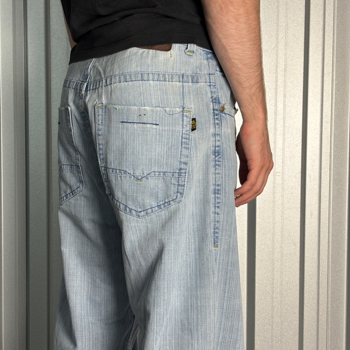 Royal Blue Embroidered Japanese Denim Hip Hop Y2K Baggy Jeans - 34R