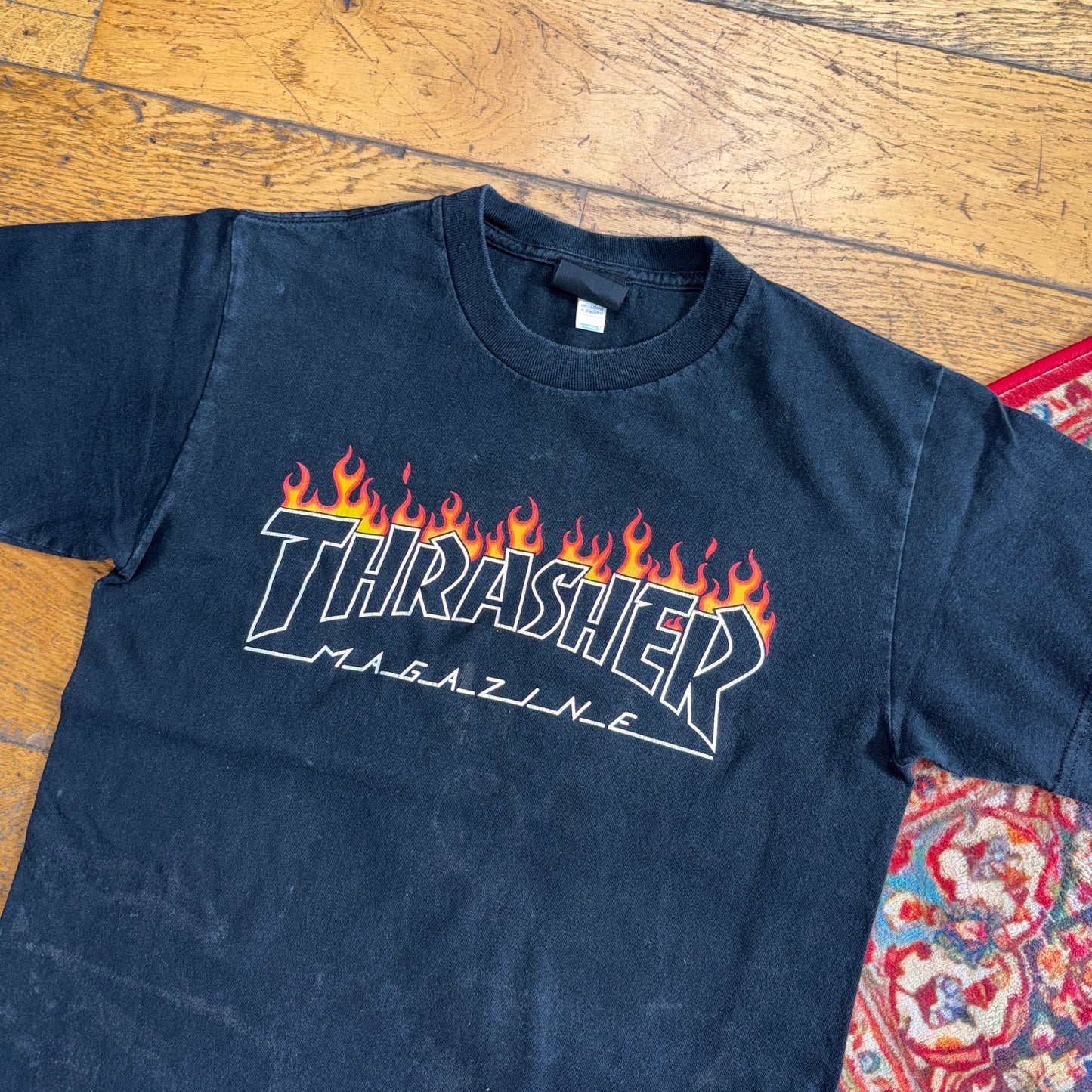 Vintage Thrasher Black Flames Skate Womens Graphic T-Shirt - XS