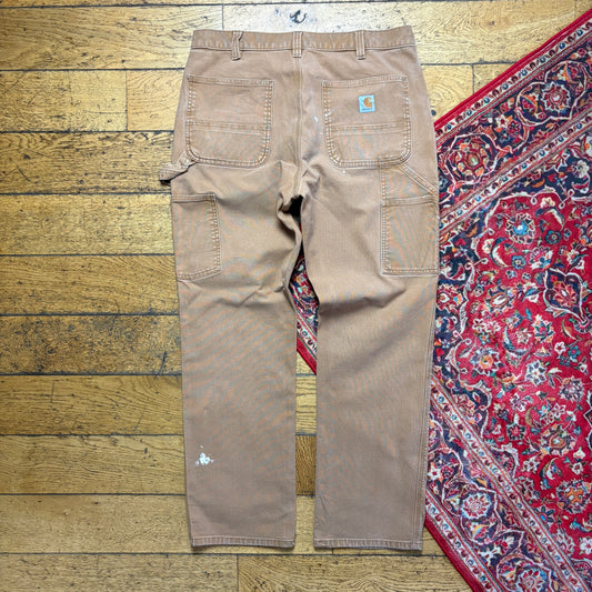 Vintage Carhartt Workwear Carpenter Brown Baggy Trousers - 35R