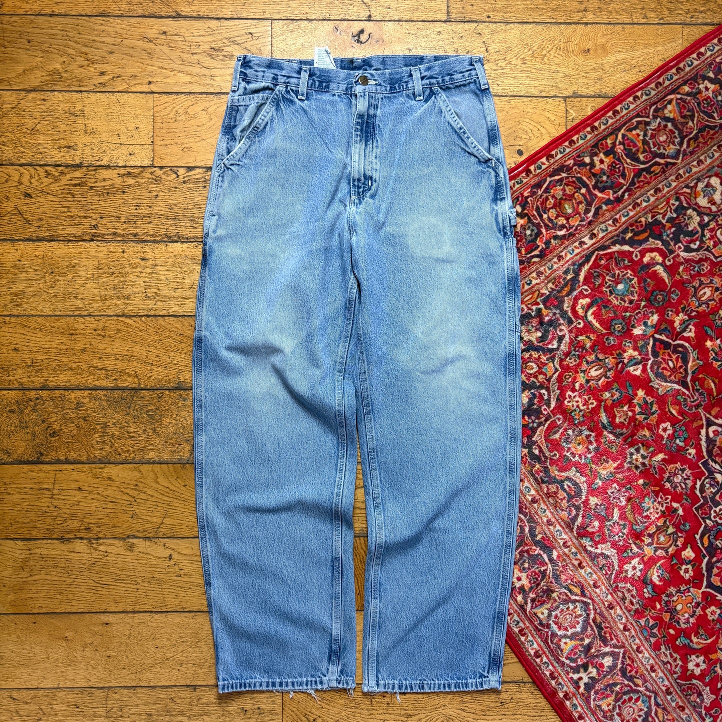 Vintage Carhartt Workwear Carpenter Baggy Blue Jeans - 34R