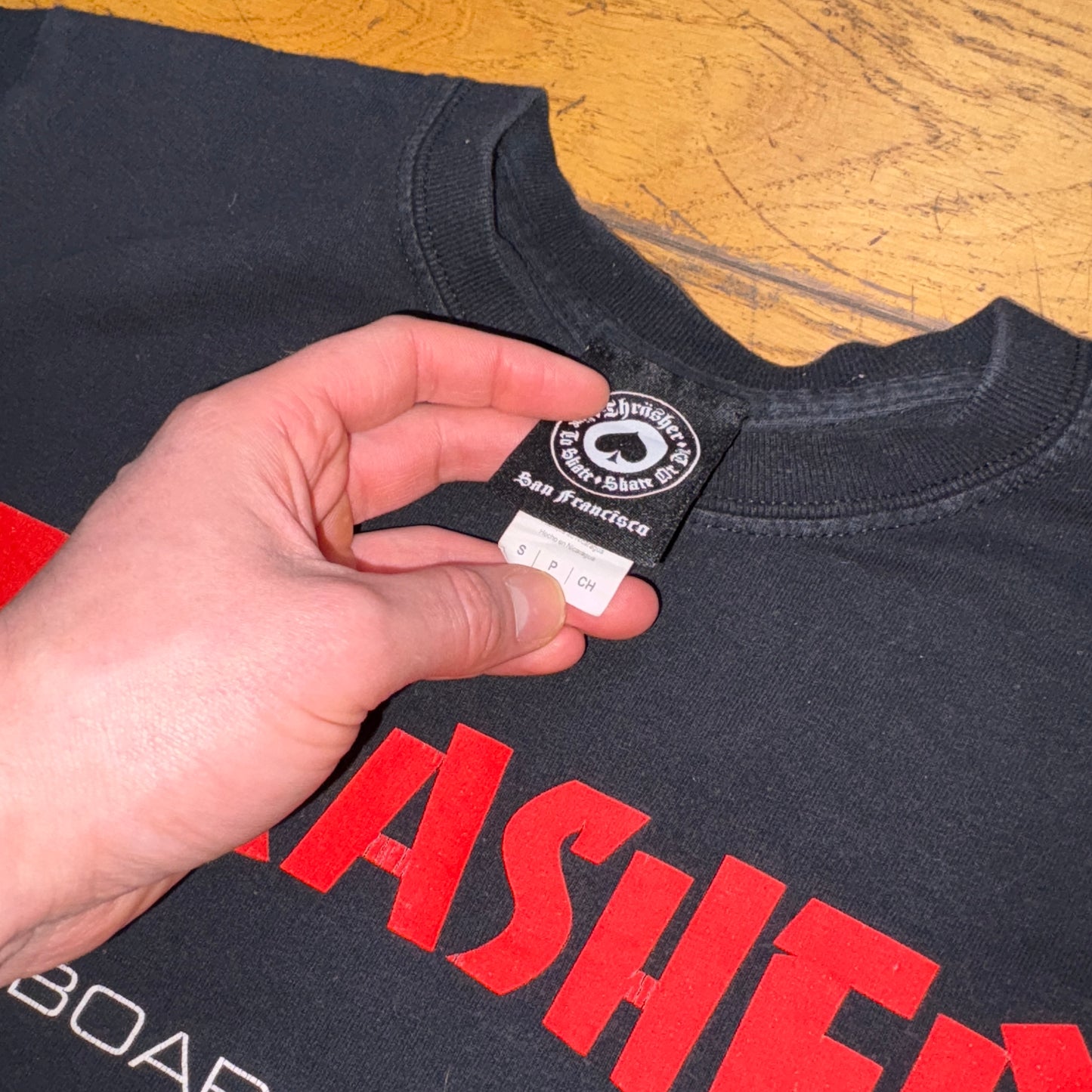 Vintage Thrasher Black Skate Graphic T-Shirt - XS