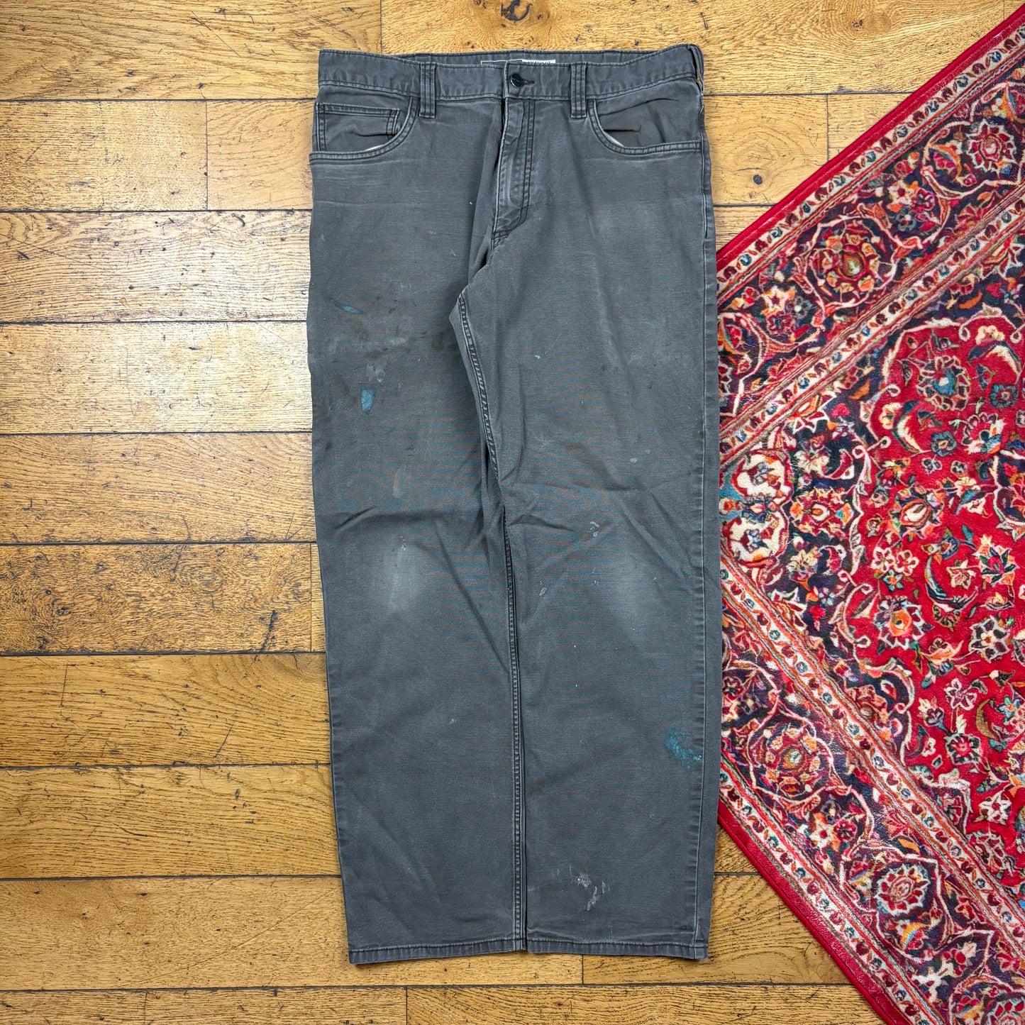 Vintage Carhartt Grey Workwear Carpenter Baggy Trousers - 34