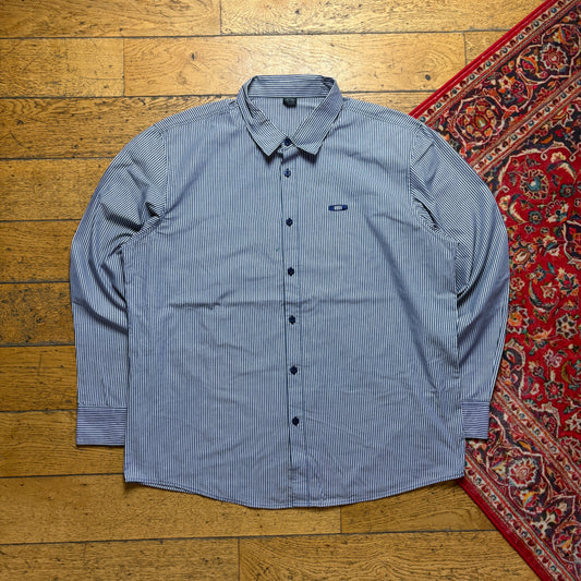 Vintage Oakley Blue Stripe Embroidered Shirt - 2XL