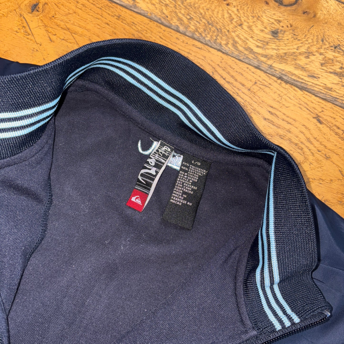 Vintage Quiksilver Navy Surfwear Track Bomber Jacket - L