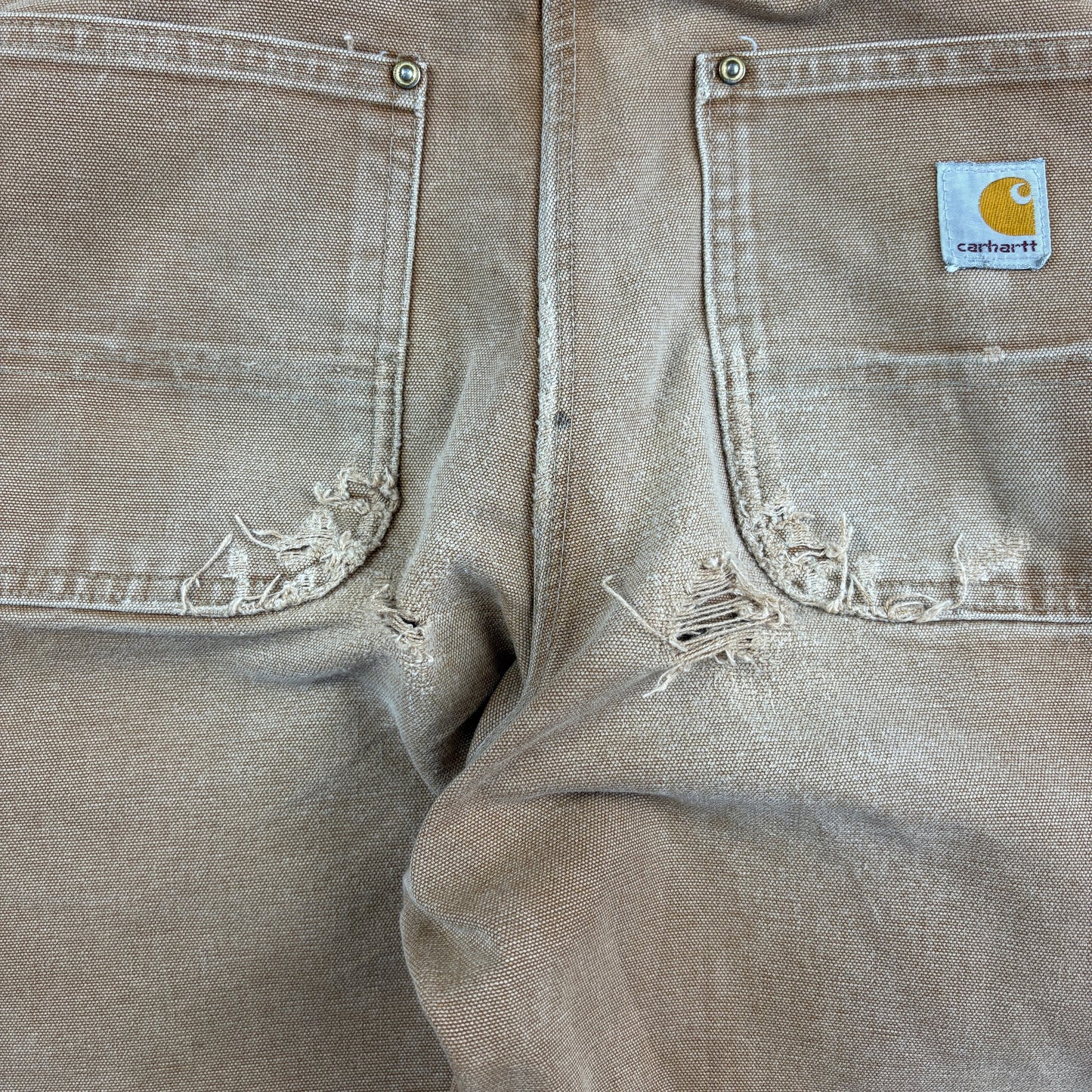Vintage Carhartt Brown Double Knee Workwear Carpenter Baggy Trousers - 33