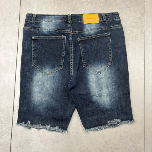 Vintage Blue Hip Hop Shorts Jorts - 36