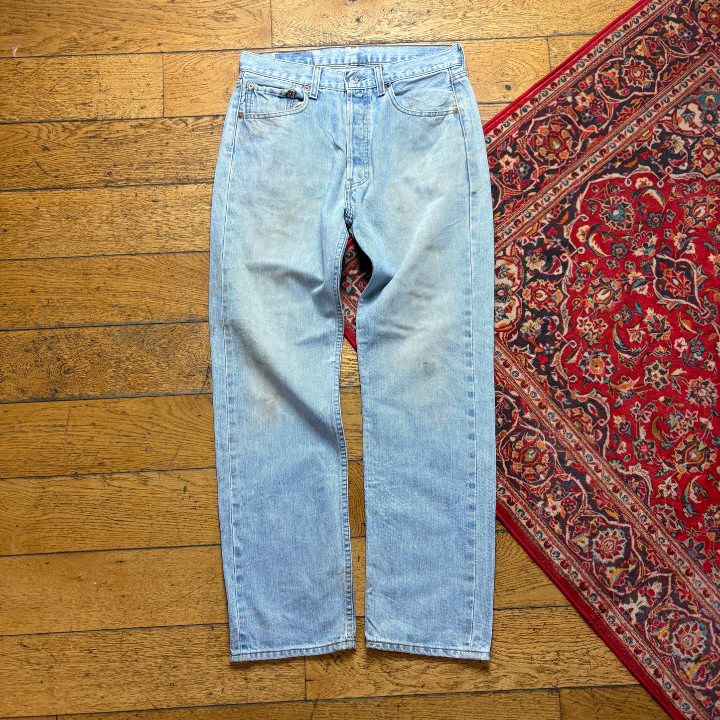 Vintage Levis 501 Straight Blue Denim Jeans - 32R