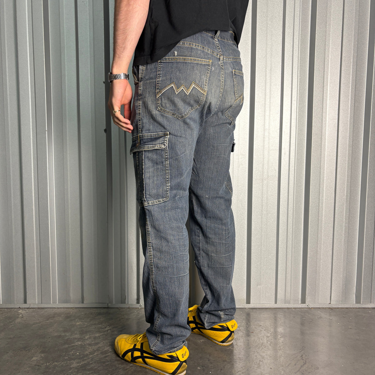 Embroidered Blue Japanese Denim Hip Hop Y2K Baggy Jeans - 34R