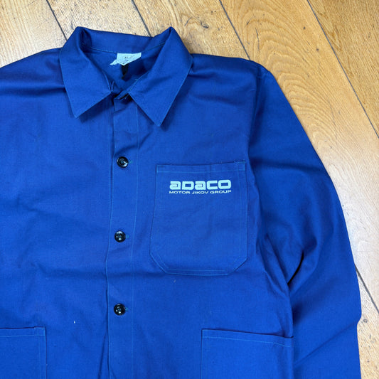 Vintage French Chore Workwear Jacket Blue Overcoat - S