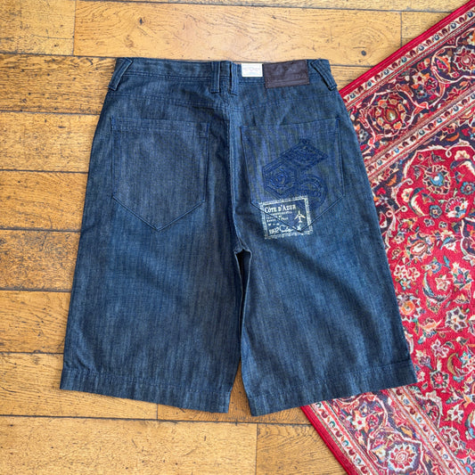Vintage Phat Farm Y2K Embroidered Blue Hip Hop Baggy Shorts Jorts - 36