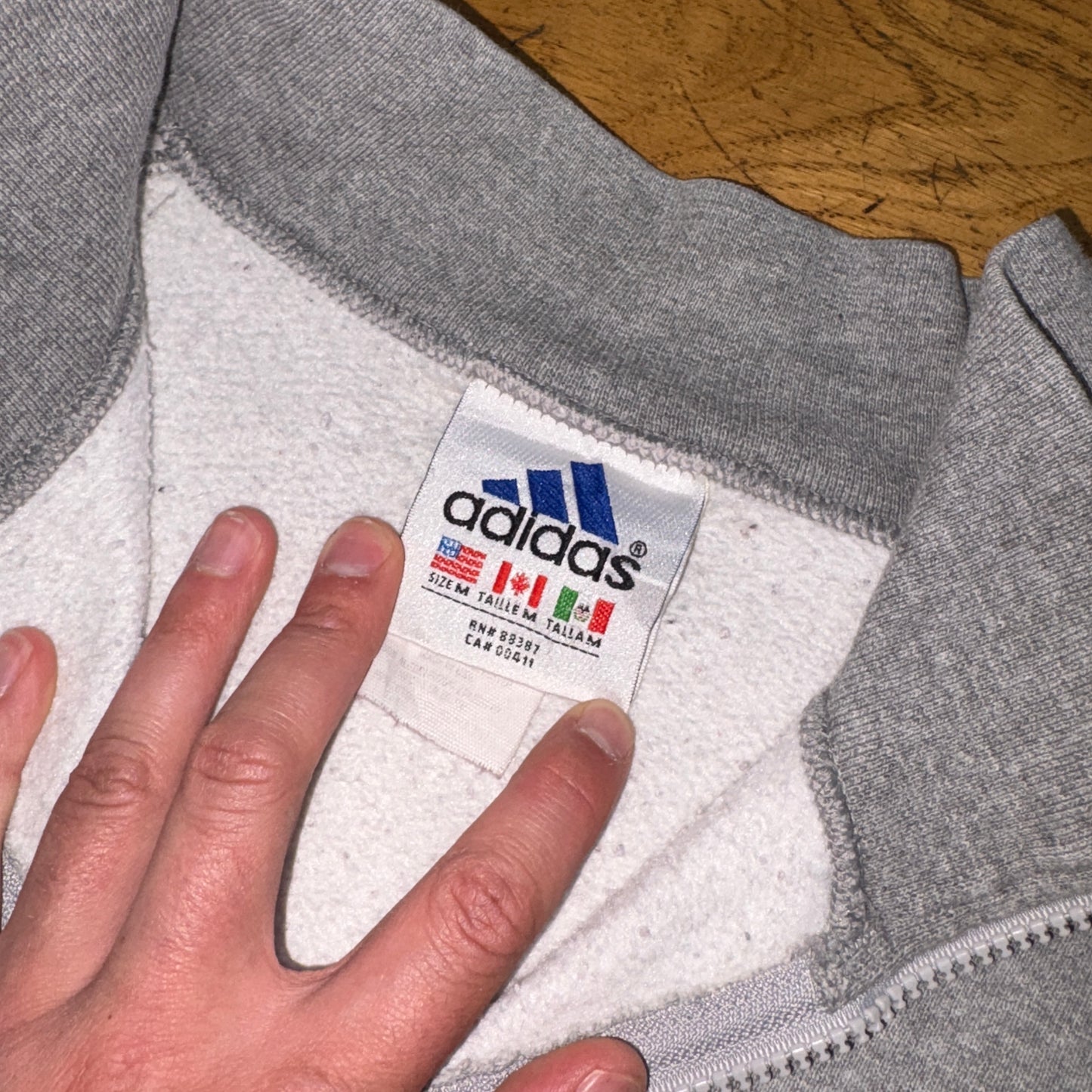 Vintage 90s Adidas Grey Quarter Zip Embroidered Sweatshirt - L