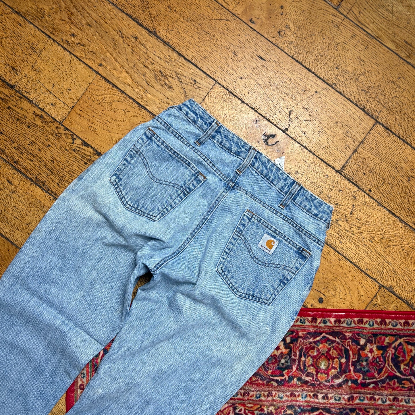 Vintage Carhartt Workwear Carpenter Baggy Blue Jeans - 32L