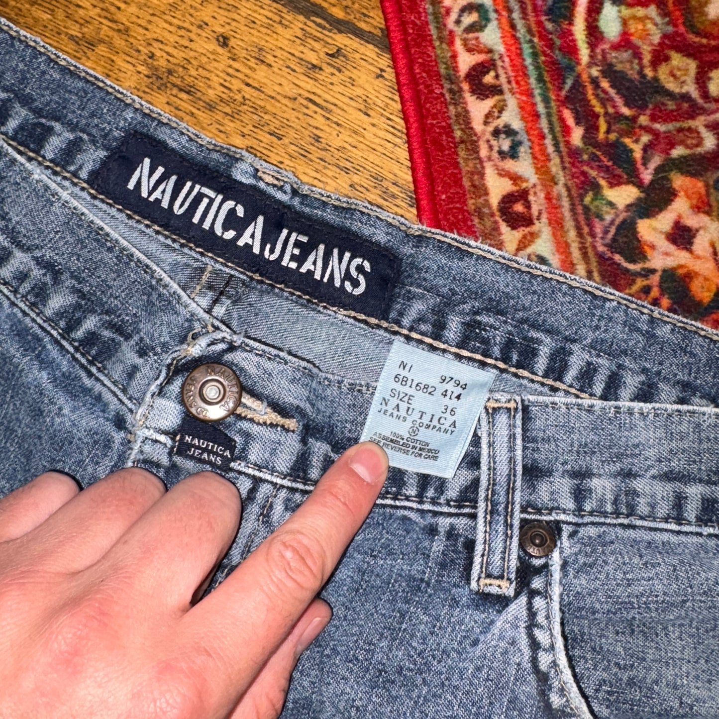 Vintage Nautica Blue Y2K Hip Hop Baggy Jeans Shorts Jorts - 38