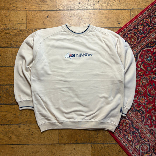 Vintage 90s Australia Hockey Cream Embroidered Sweatshirt - XL