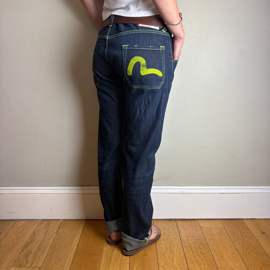 Vintage Evisu Blue Japanese Denim Y2K Hip Hop Womens Jeans - 34L