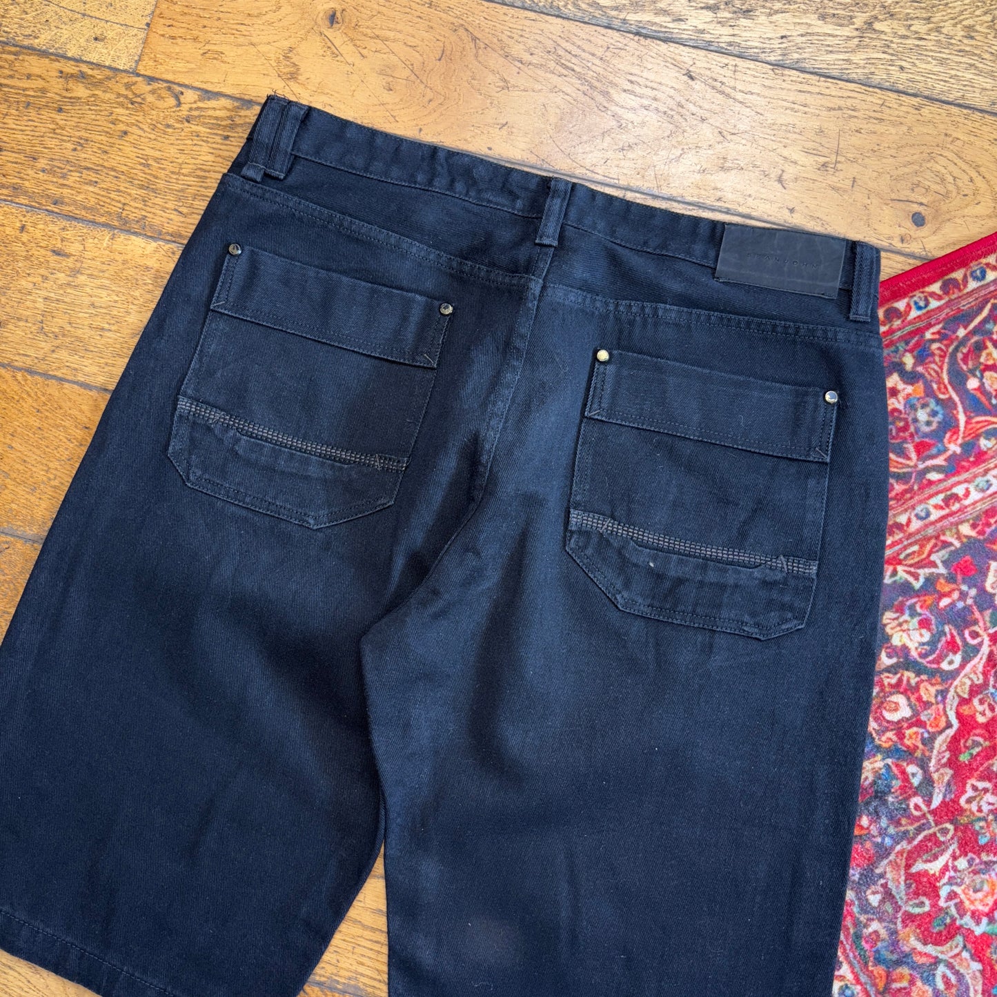 Vintage Sean John Black Embroidered Hip Hop Baggy Shorts Jorts - 38