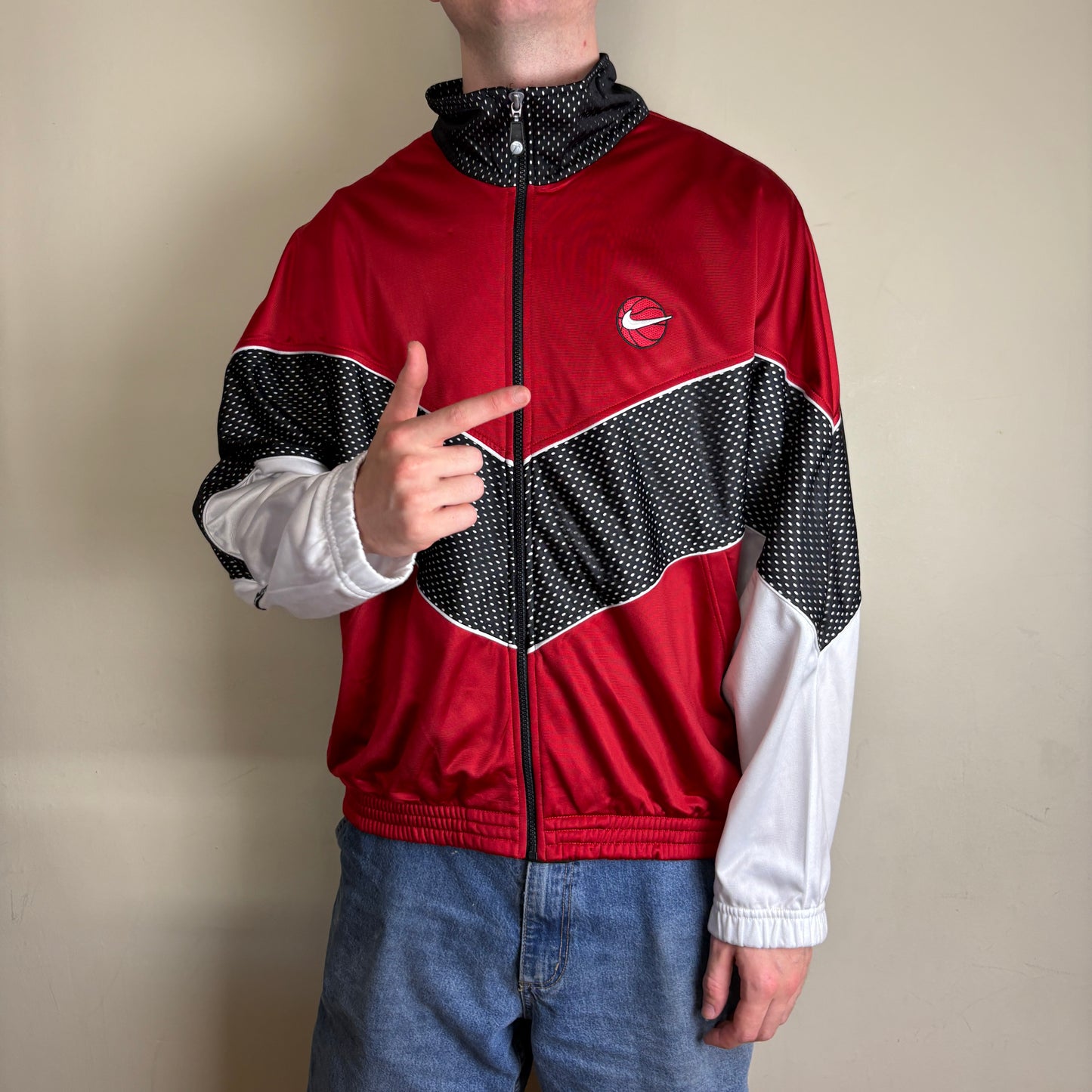 Vintage Nike Basketball 90s Red Track Jacket - XL