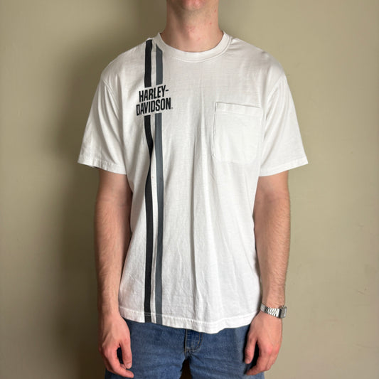 Vintage Harley Davidson White Graphic T-Shirt - L