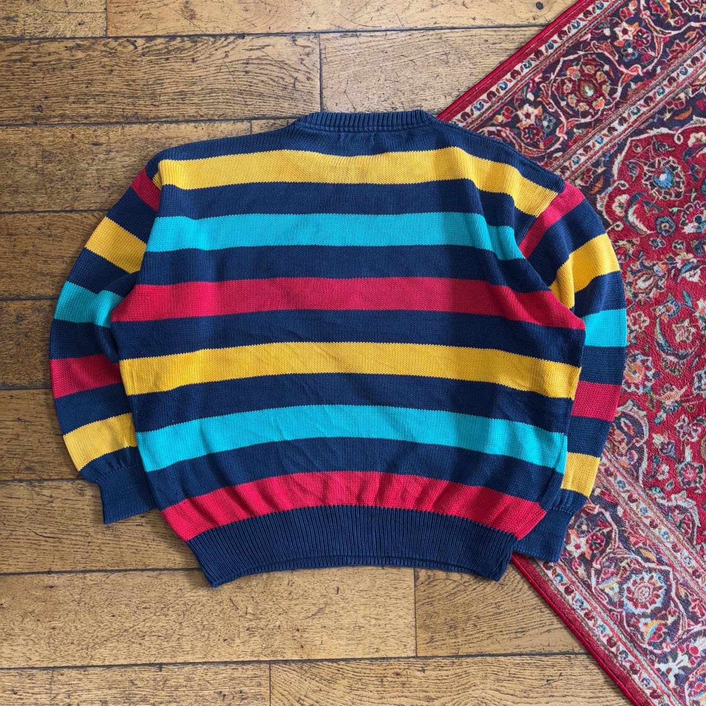 Vintage Paul And Shark Navy Boxy Stripe Chunky Knit Jumper - XL
