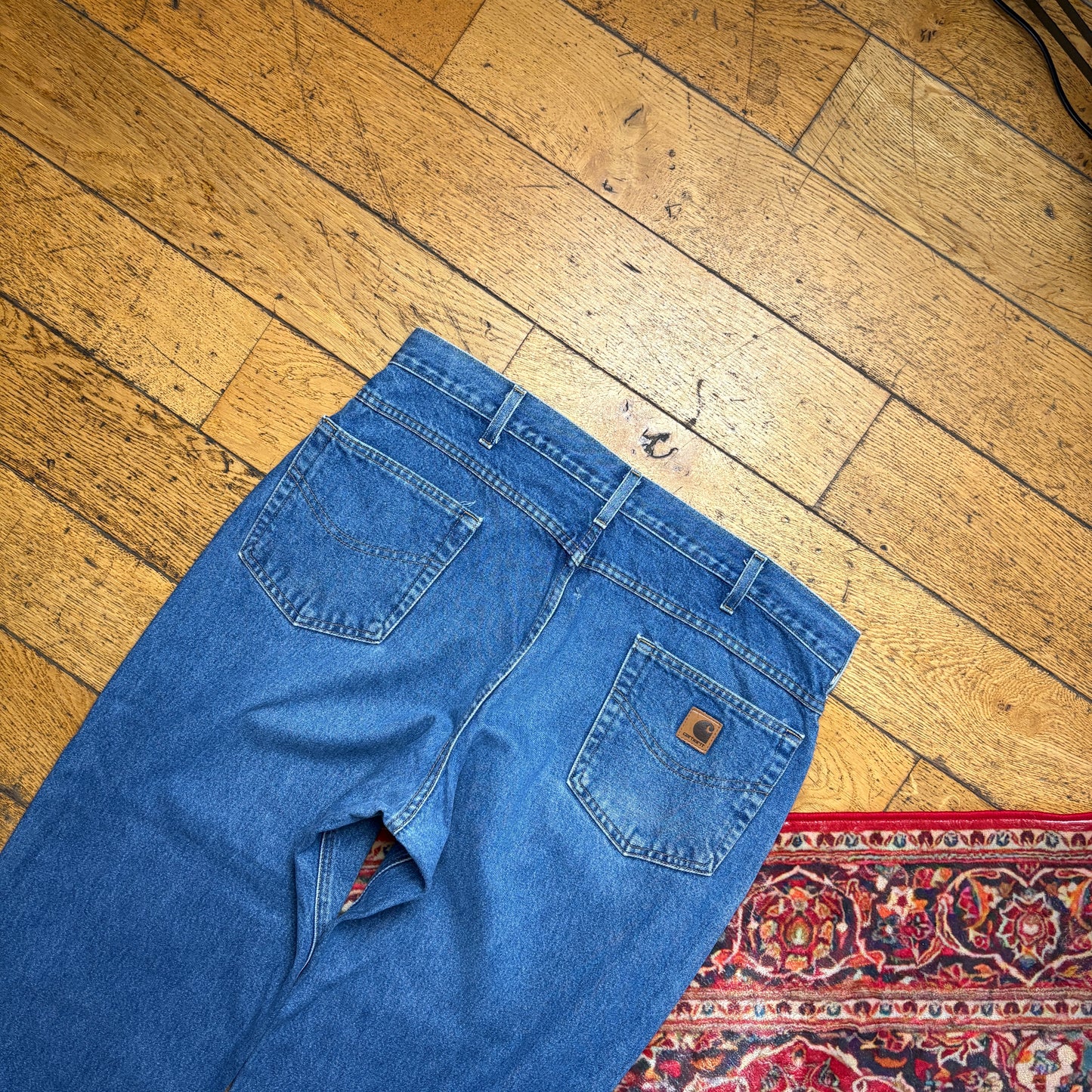 Vintage Carhartt Workwear Carpenter Baggy Blue Jeans - 38S