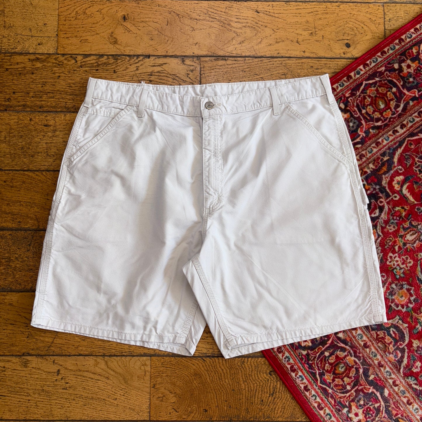 Vintage Carhartt Workwear Baggy Cream Carpenter Shorts - 40