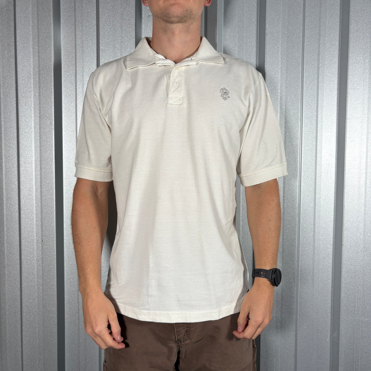 Southpole White Embroidered Polo T Shirt Hip Hop Y2K - M