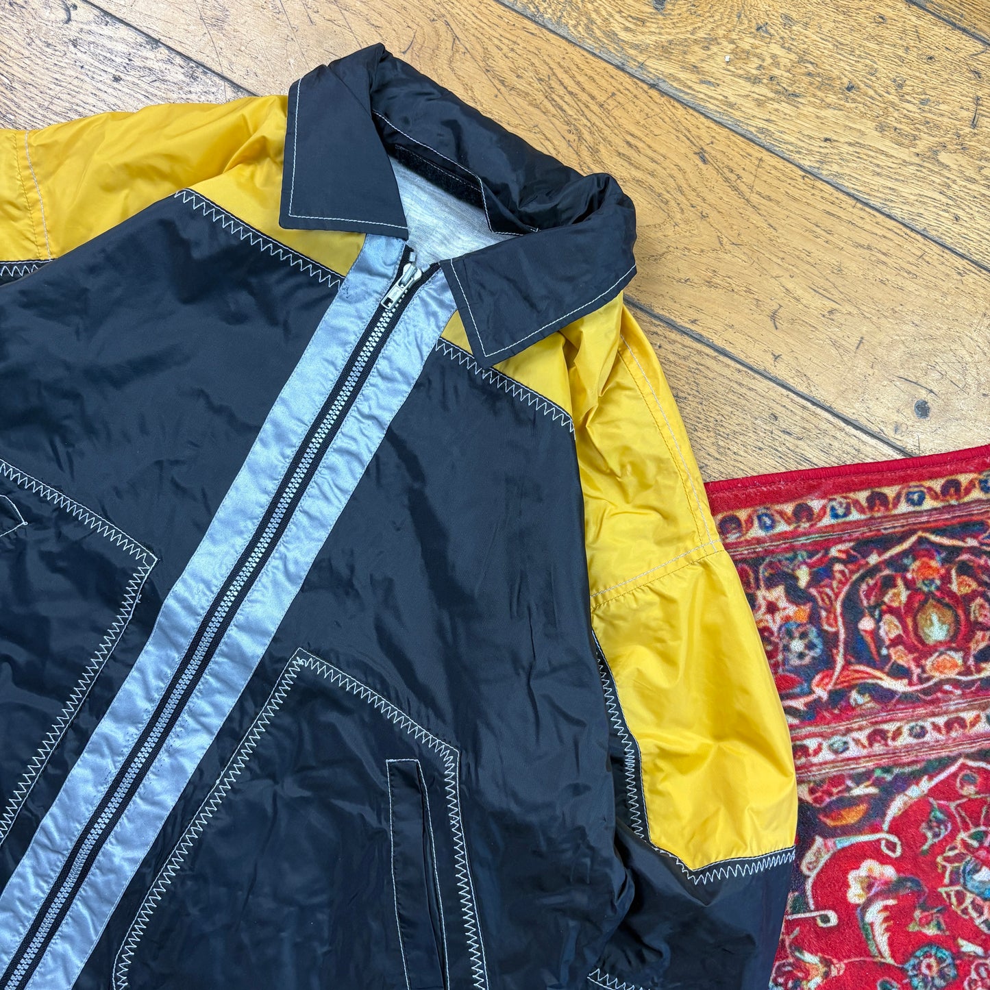 Vintage Extreme Limit Contrast Stitch Black Yellow Harrington Jacket - L