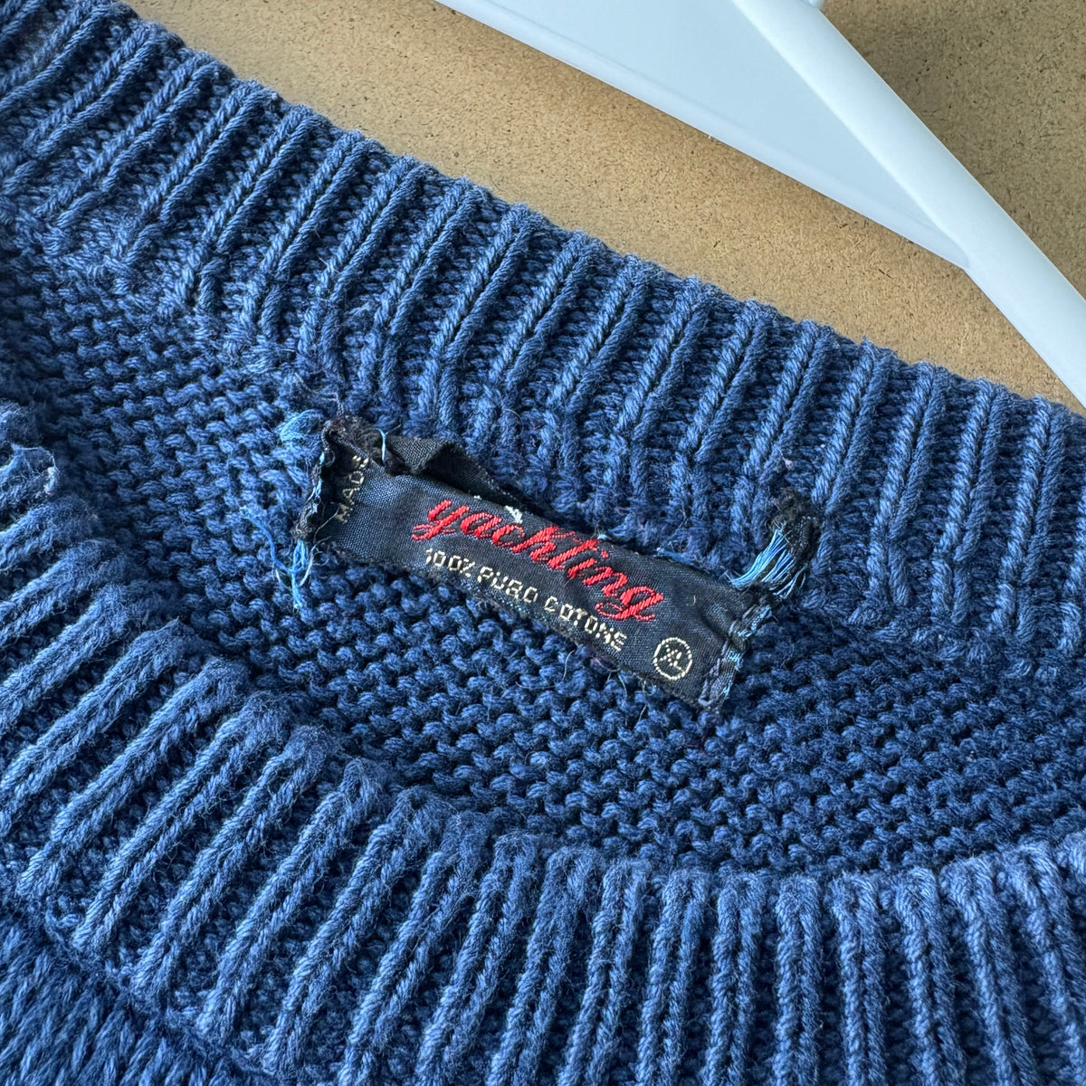 Vintage Paul And Shark Navy Boxy Stripe Chunky Knit Jumper - L