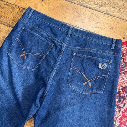 Vintage Phat Farm Blue Embroidered Y2K Hip Hop Baggy Jeans Shorts Jorts - 42