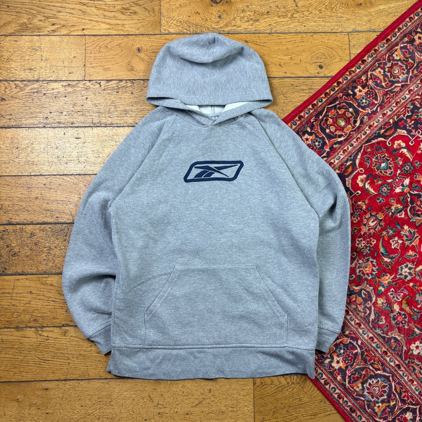 Vintage Reebok Grey Hoodie Embroidered Sweatshirt - S
