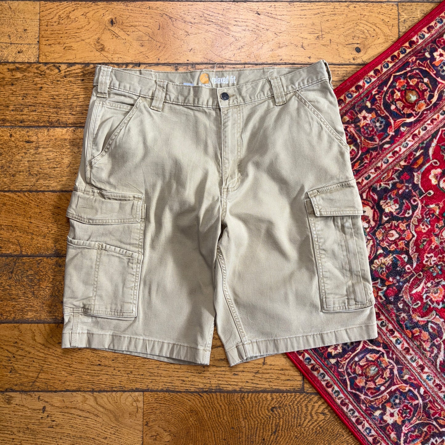 Vintage Carhartt Cream Workwear Baggy Carpenter Shorts - 36