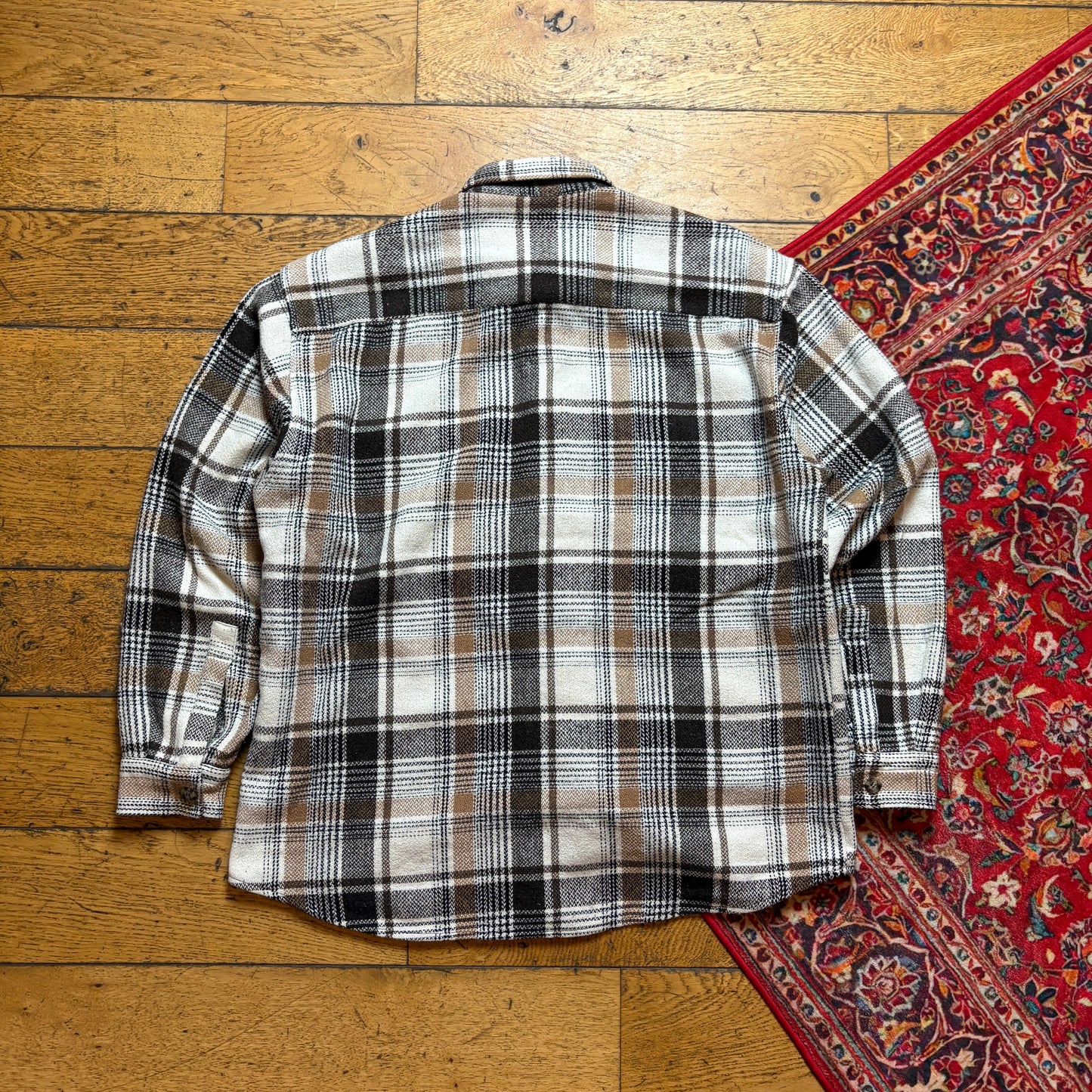 Vintage Wampum Cream Brown Flannel Shirt - L