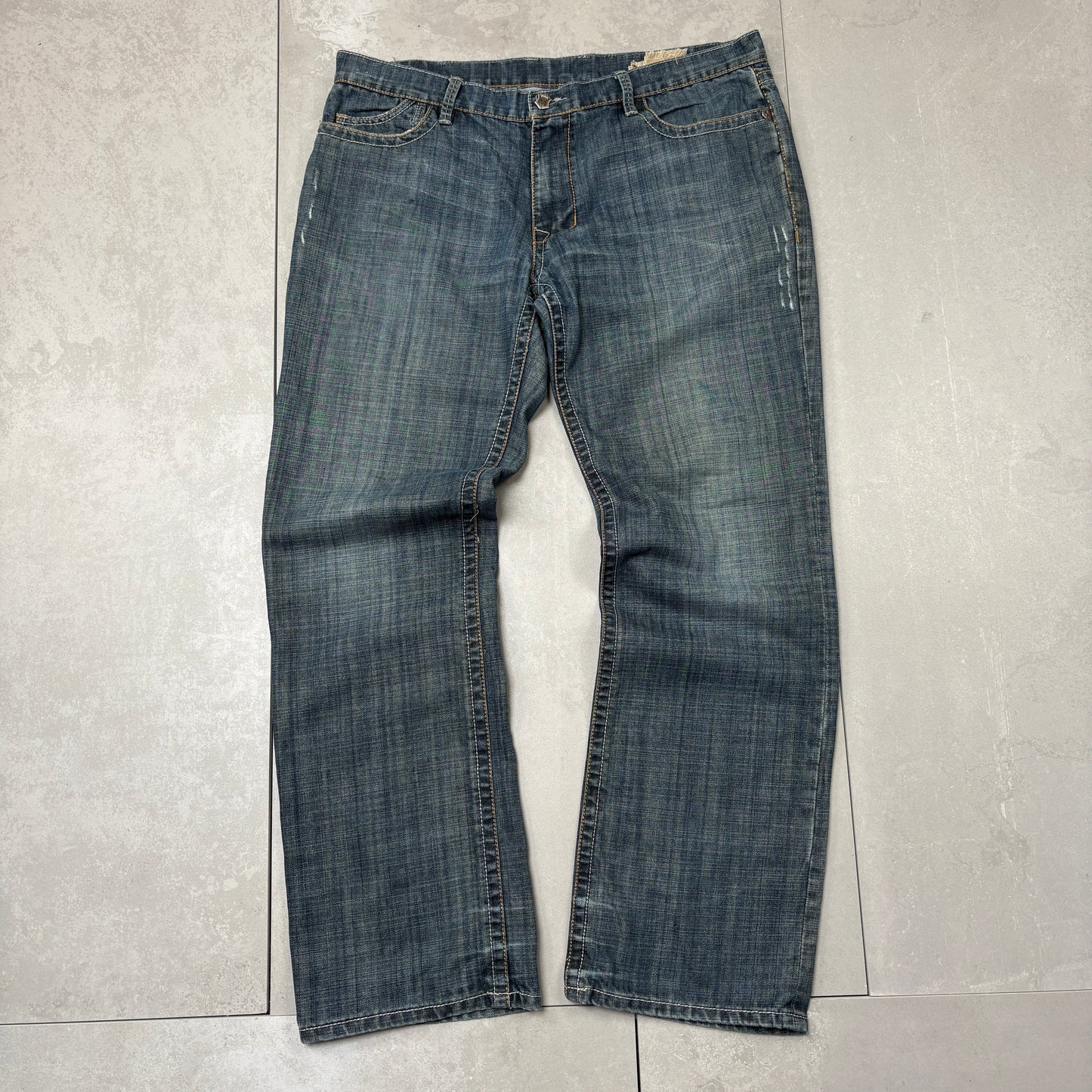 Vintage Monarchy Embroidered Hip Hop Blue Baggy Jeans - 40