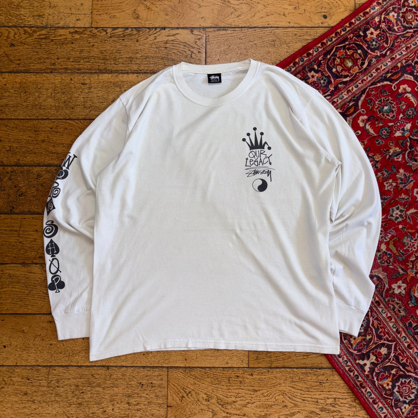 Vintage Stussy Our Legacy White Long Sleeve Graphic T-Shirt - L