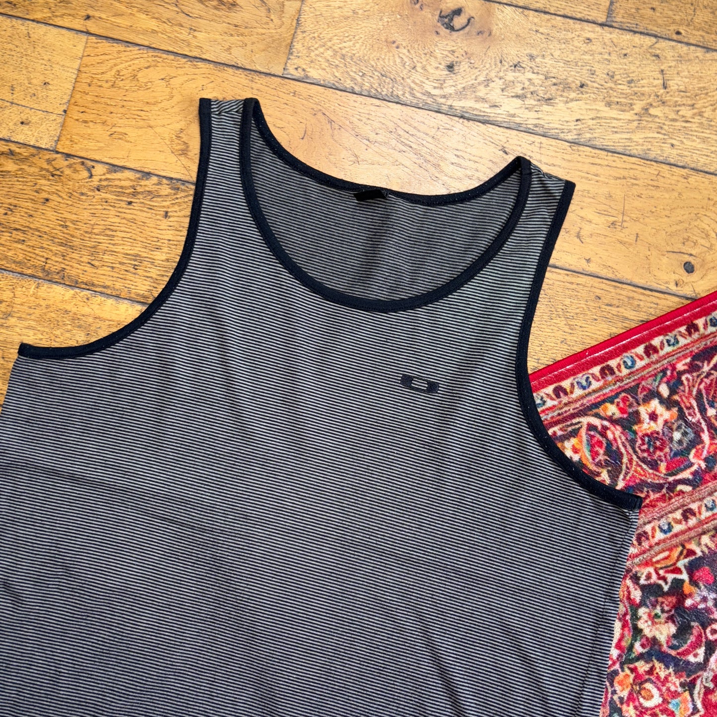 Vintage Oakley Grey Stripe Vest T-Shirt - XL