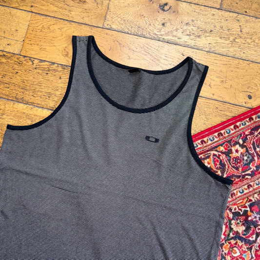 Vintage Oakley Grey Stripe Vest T-Shirt - XL
