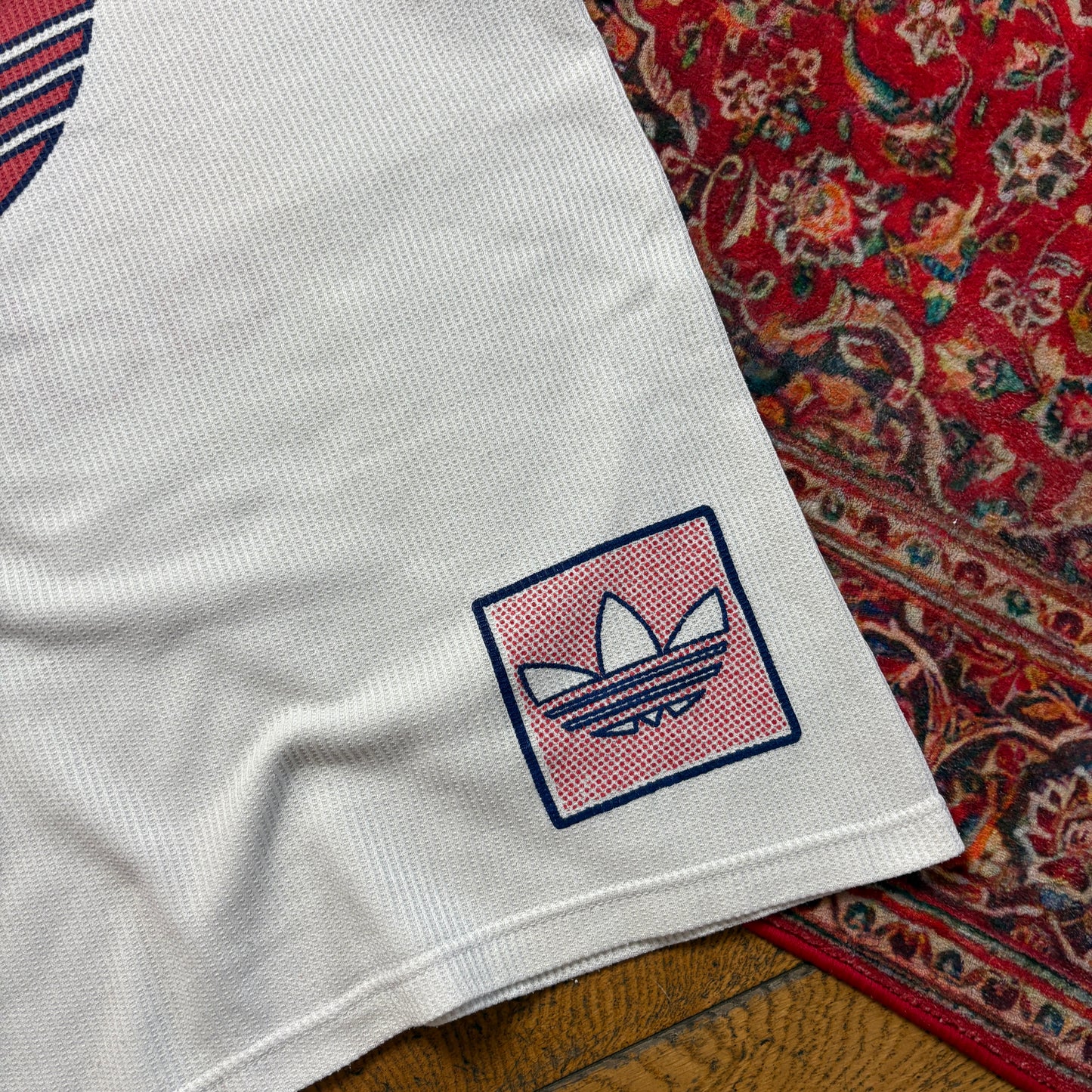 Vintage 90s Adidas Waffle Heavyweight White Graphic T-Shirt - XL