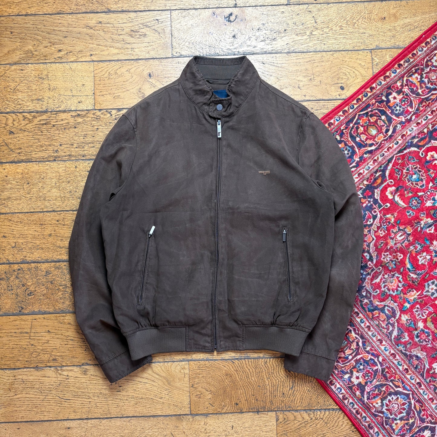 Vintage Faciba Suede Brown Bomber Jacket - L