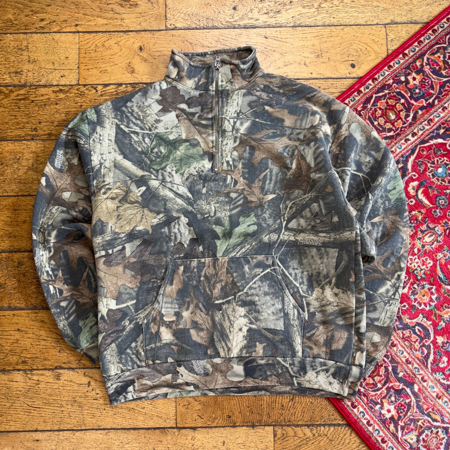 Vintage Realtree Camo Green Quarter Zip Sweatshirt - L