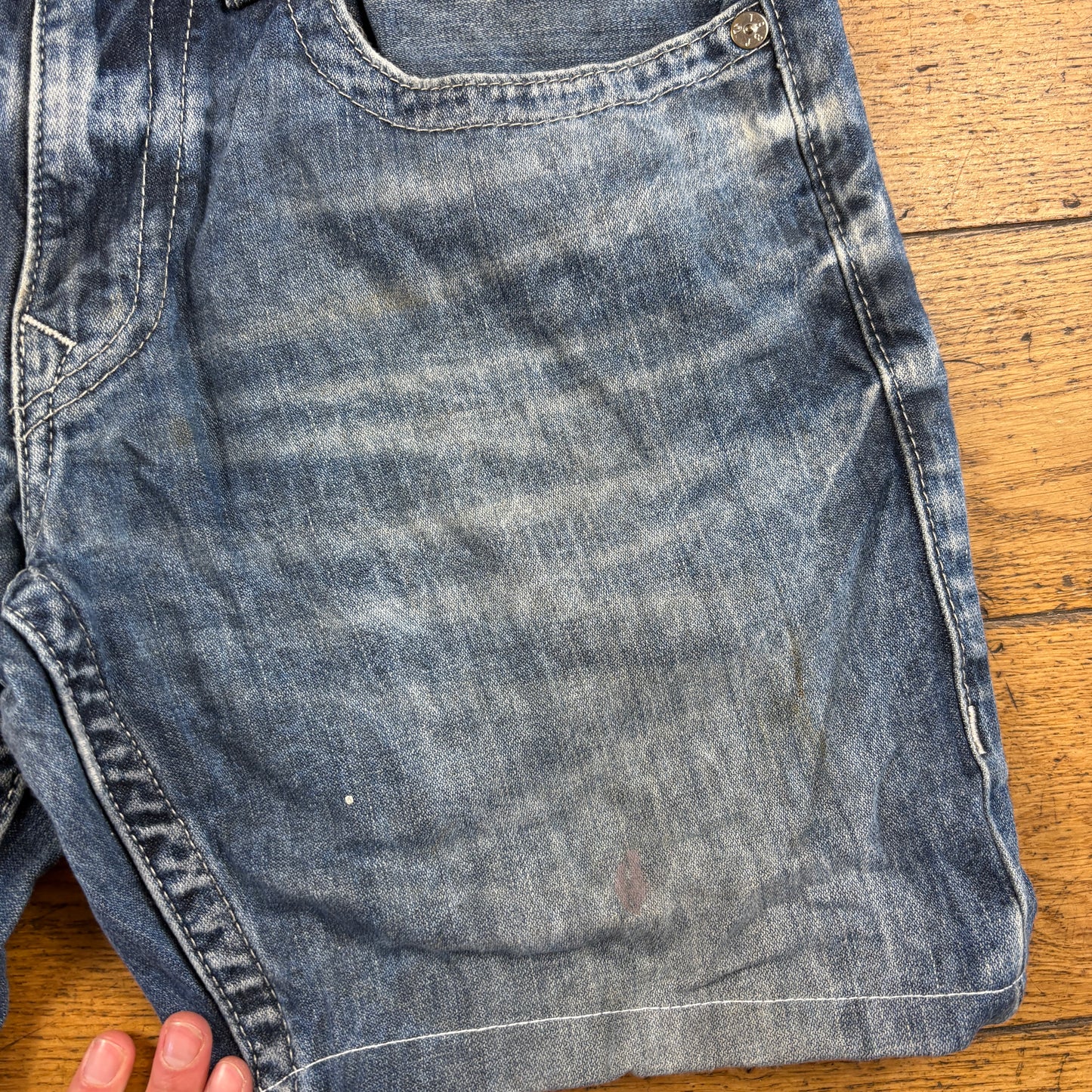 Vintage True Religion Blue Embroidered Y2K Shorts Jorts - 33